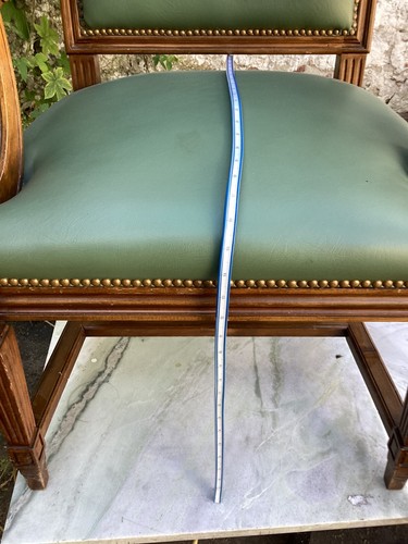 PAIR OF FRENCH EMPIRE STYLE SIDE CHAIRS. WOOD AND GREEN LEATHER - 第 13/21 張圖片
