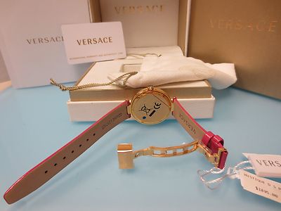 New Versace Mystique Foulard VK603 0013 Gold Tone Pink Quartz Diamond 38MM Watch Versace Women main image 4