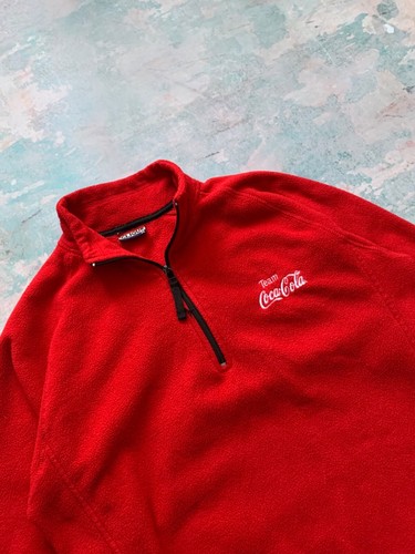 Vintage Coca Cola Fleece Zip Jacket Red Mens size M Embroidered Logo - Picture 6 of 13