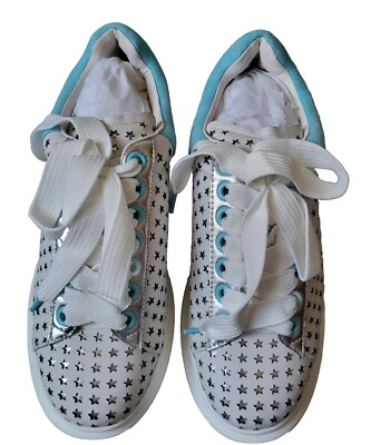 Hollie Watman Womens 8.5 Sand Perf/Star Gazing White/Aqua Sneakers Leather Suede