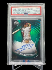 2022 Topps Chrome Black Ronald Acuna Jr Auto Green Refractors /99 PSA 10 GM