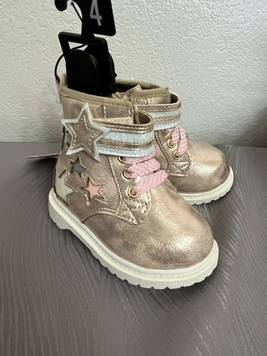 TODDLER GIRLS Wonder Nation Baby Star Combat Boots Pink Size