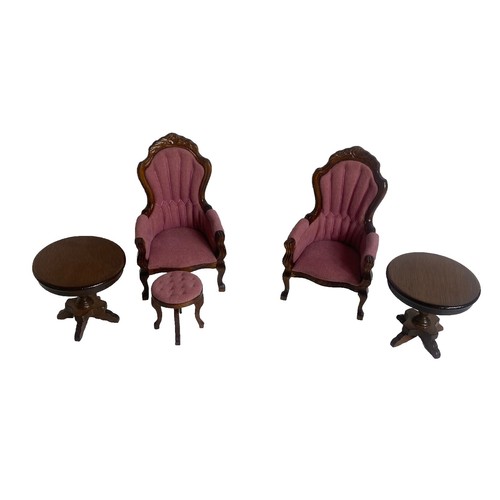 Set De Salon Miniature Blanc Et Vert Pour Maison De Poupée 1:12 - 3 Pièces Hansson