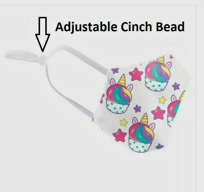 Children Face Mask Reusable Unicorn Cupcake Adjustable Birthday US Seller Fast  - Image 4 of 4