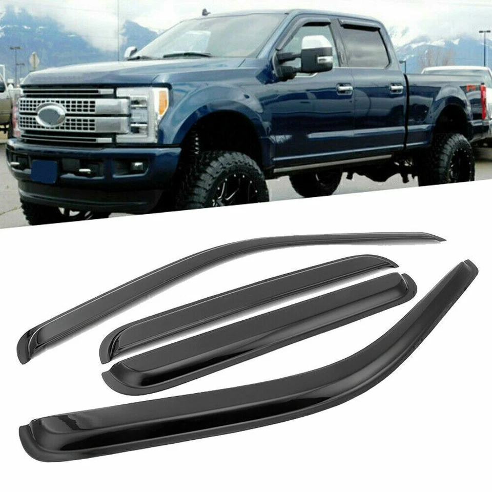 For Ford F-250 F-750 Super-Duty Crew Cab 99-16 Window Visor Vent Wind Rain Guard - Image 2 of 4