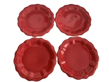 Set of Four (4) Pioneer Woman ~ TONI ~ RED ~ 11" ~ Stoneware Dinner Plates
