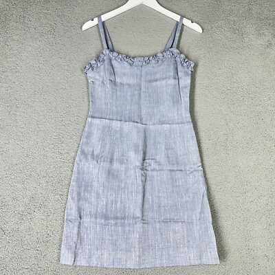 NEW Rebecca Taylor Women's 4 Dress Linen Ruffle Neck Sheath Lined Beach  Blue | eBay