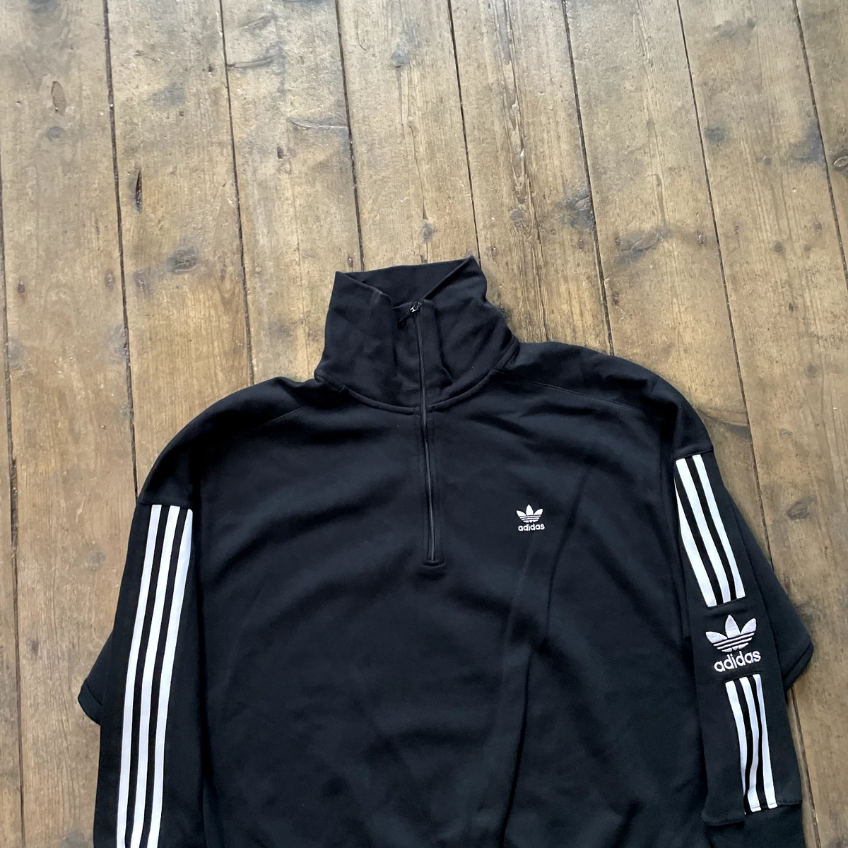 Adidas Sweatshirt Y2K Half Zip Pull Over Sports Jumper Black