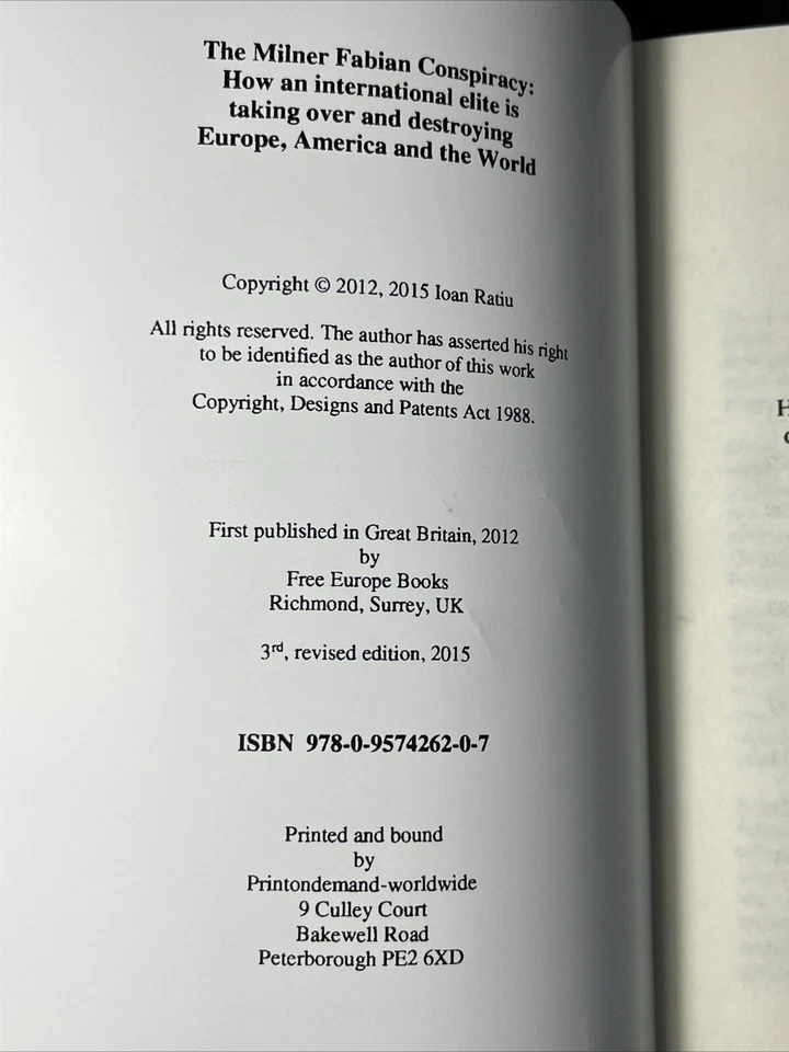 The Milner-Fabian Conspiracy,by Ioan Ratiu,525 Pages,Reprint,Brand New Foto 3 de 4