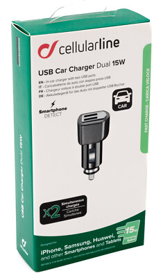 Cellularline Kfz Ladegerät Dual Ultra 2 USB Adapter Auto Ladestecker LKW 673