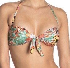 The Bikini Lab Tropical Oasis Hipster Bandeau Medium Strapless NWT Floral Rust