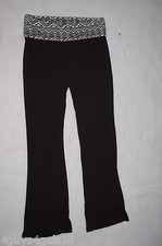 Girls BLACK YOGA PANTS Fold Down Top BLACK WHTIE TRIBAL PRINT Size S 6-6X