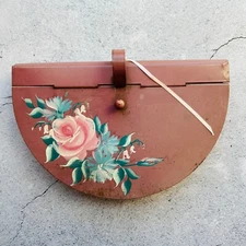 Pink Butler Toleware Crumb Catcher Metal Floral Box