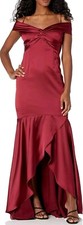 ADRIANNA PAPELL Dress Women's 8 Red Cold Shoulder Satin Gown Formal Wear Maxi