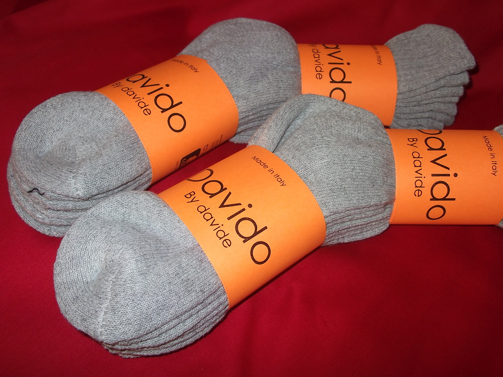 Davido women socks crew made in Italy 100cotton size 68 gray solid 8