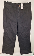 LOFT Black Denim Jeans 12 / 31 High Waist Slim Wide Leg NWT 79.5 Made  Loved