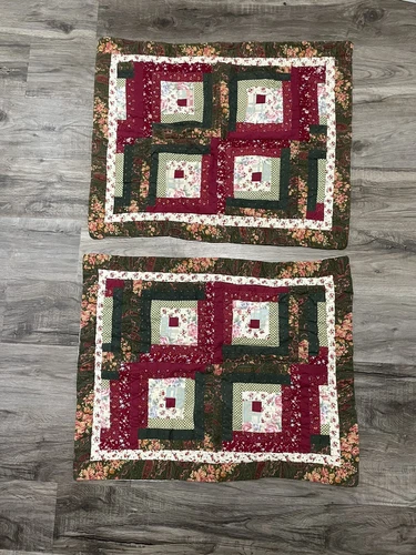 Set Of 2 Quilted Pillow Shams Pillowcase Patchwork Sunham Home Autumn Fall