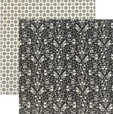 K&Company, Black and Ivory, Curving Flowers Cardstock, 8.5", 3 Pgs, Ornate