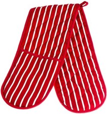 Victoria London Butchers Stripe Double end oven glove, Red