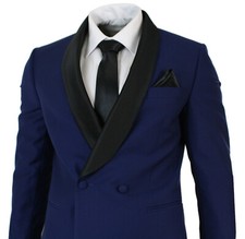 Men Blue Suits Designer Wedding Dinner Party Wear Tuxedo Suits (Coat+Pants) UK