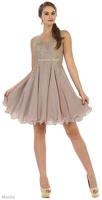 May Queen Semi Formal Sleeveless Short Party Dress, Women's, Size: 10, Brown