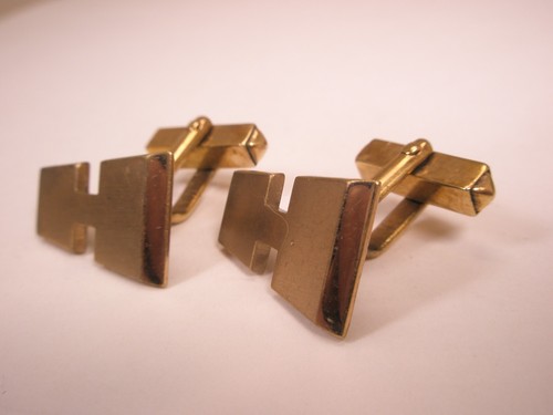 H Monogram Initial Letter Vintage SWANK Cuff Links henry harold hap harvy - Picture 5 of 8