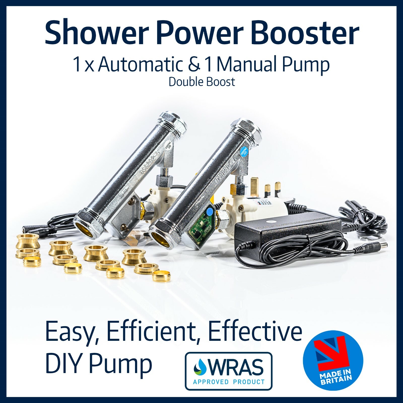 Shower Power Booster 1 x Automatic & 1 Manual Pump Kitchen Tap Flow