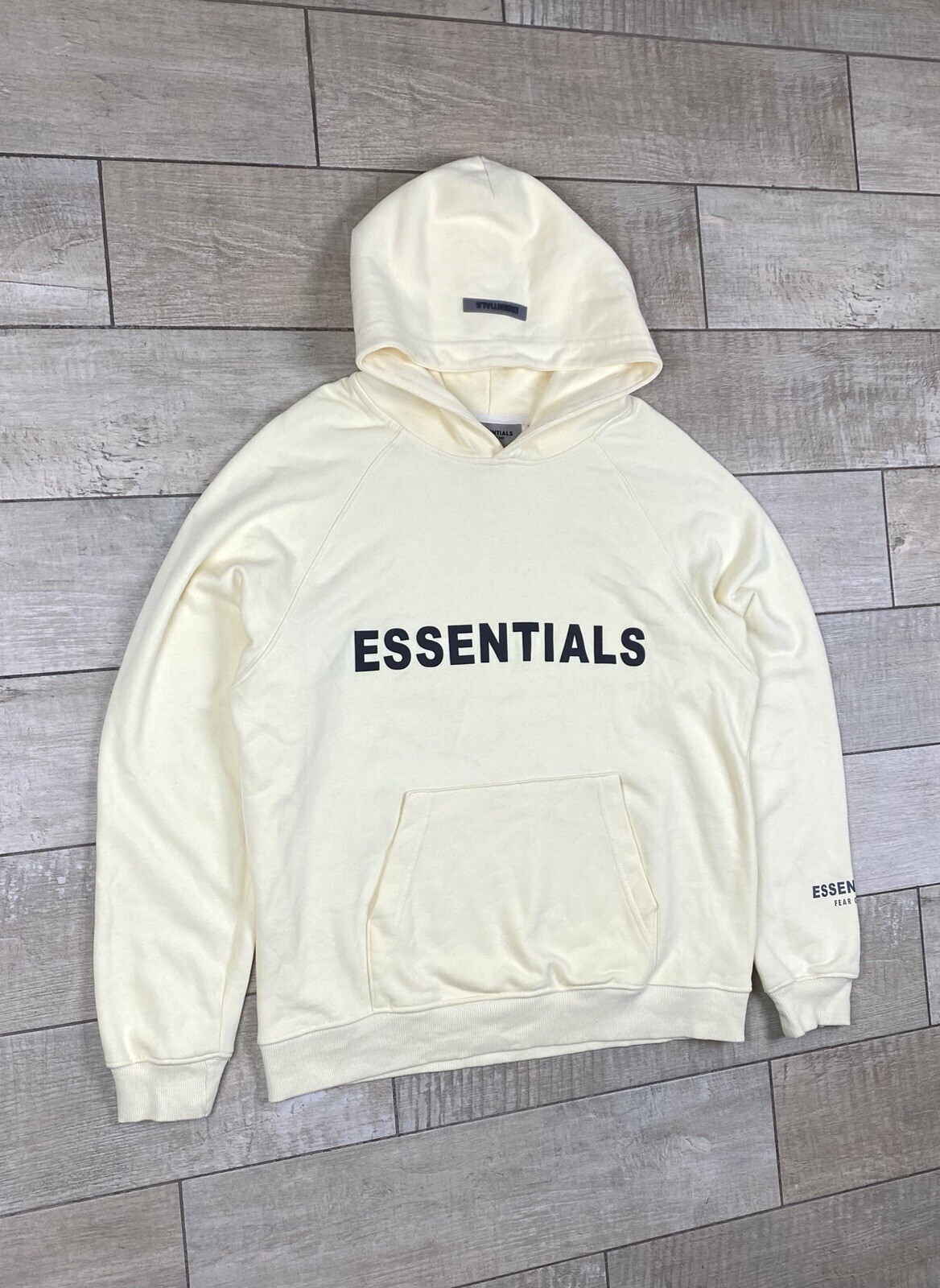 Fear of God Essentials Oversized Knit Hoodie in Soft Taupe Size S  