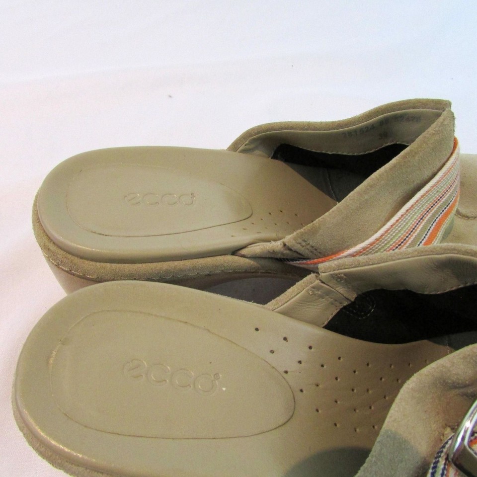 ECCO Tan Studded Suede Mules Clogs Shoes with Buckle Womens 88.5 / 39