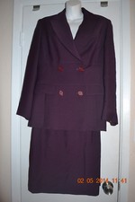 casual corner size 8 burgandy skirt suit set wool blend