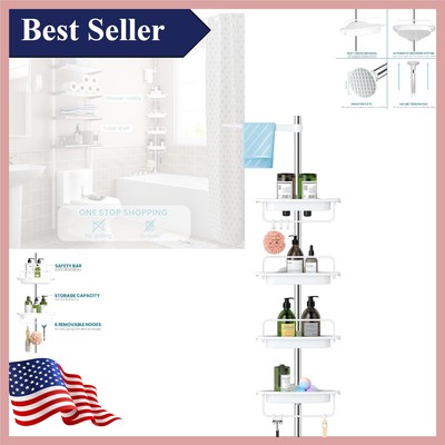 Durable 4-Tier Shower Caddy Organizer - Fits Most Showers, Self-Draining Design