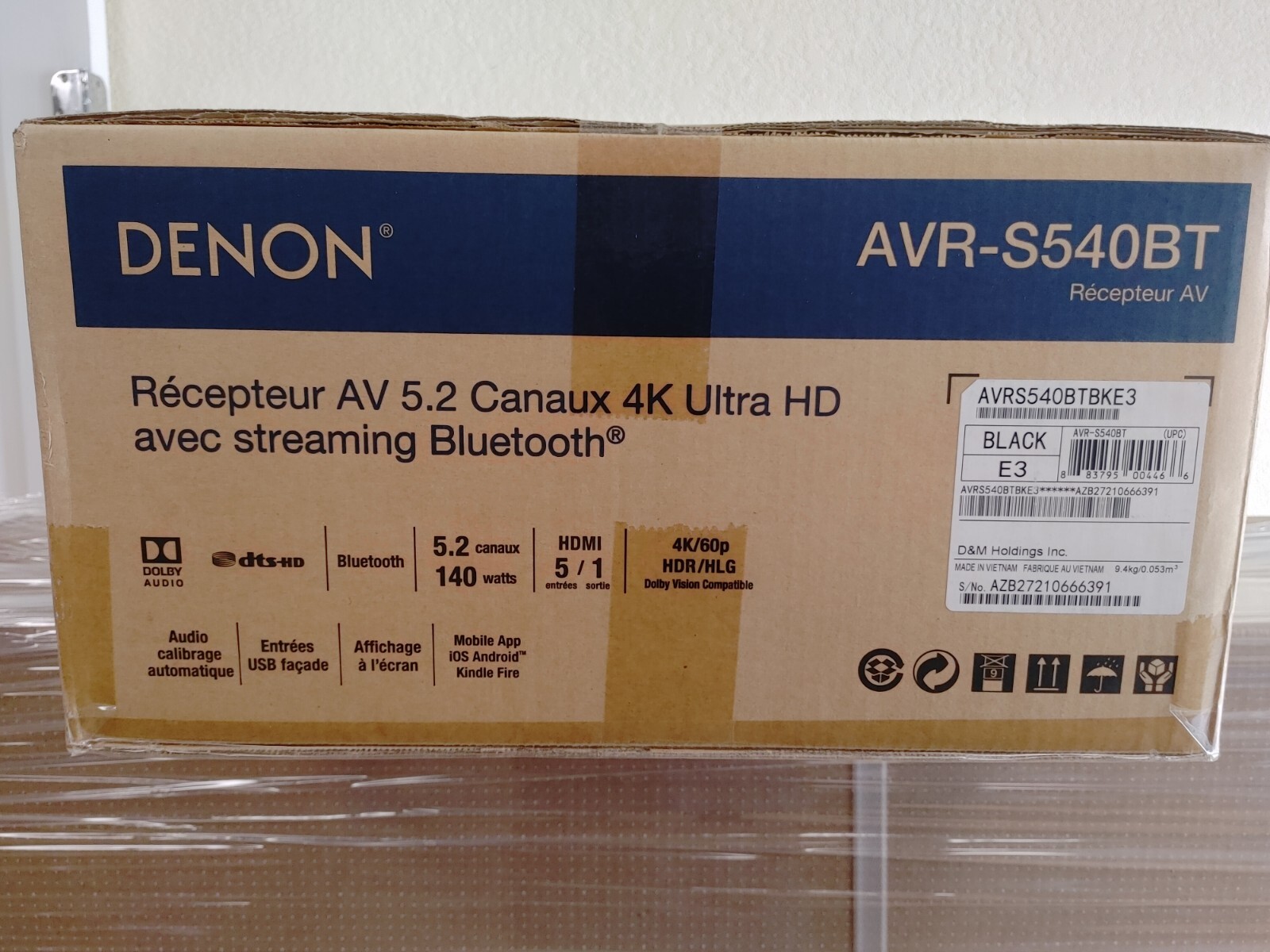 Denon VR-S540BT Receiver 5.2 channel,4K Ultra HD Audio Video Home Theater System