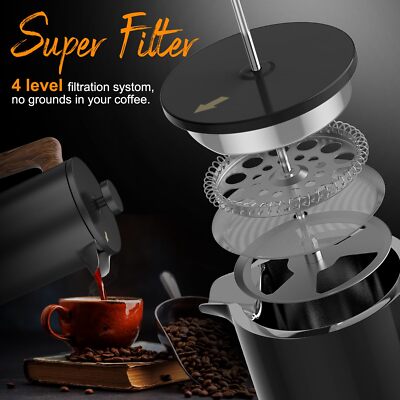 French Press Coffee Maker 34 Oz 304 Stainless Steel Espresso