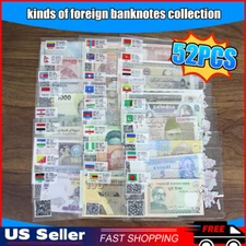 Lots 52 Pcs Different World Banknotes Paper Money Foreign UNC Collection Gift