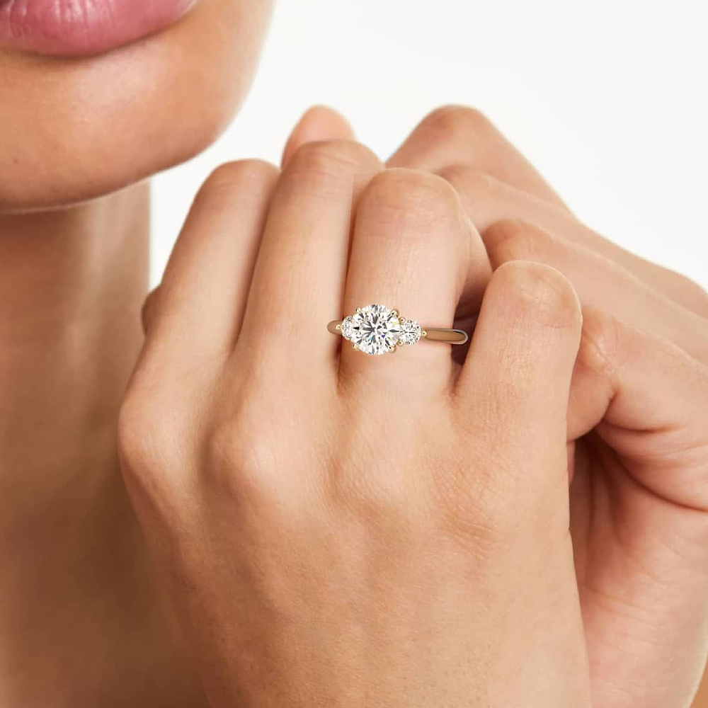 Ct Lab Grown Diamond Wedding Ring 14K Yellow Gold Round Cut