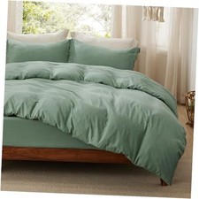 Bedsure Duvet Cover Queen (With Fitted Sheet) 03 - Sage Green (No Comforter)