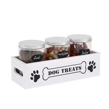 Dog Treat Container Pet Organizers and Storage with 3 Jars Doggie Snack Stora...