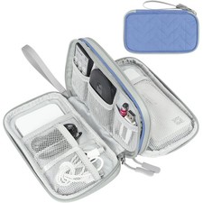 FYY Travel Cable Organizer Pouch Electronic Accessories Small, Blue-Pattern