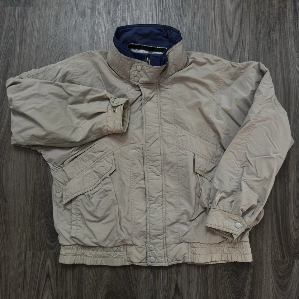 Vtg London Fog Medium Beige Full Zip Bomber Windbreaker Jacket Pockets No Liner* - Image 2 of 4