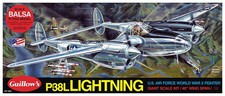 Guillow's Lockheed P-38 Lightning Model Kit Black, Small