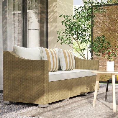 Outsunny 3 Seater Patio Sofa, Wicker Couch with Cushions, Pillows