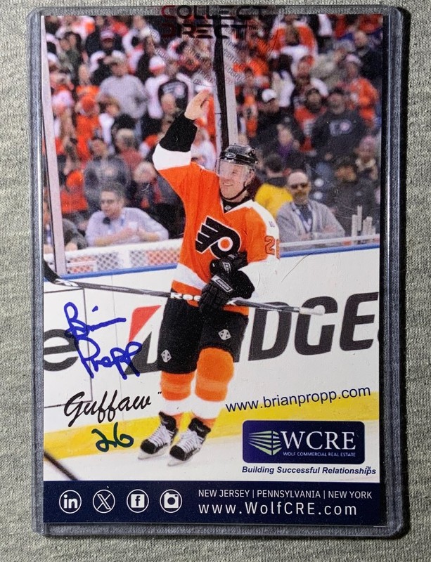 Brian Propp Autographed 4x6 Card. Signed at Fan Event