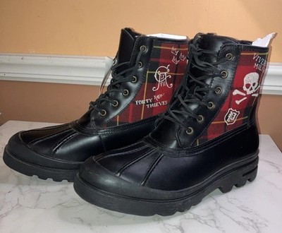 Polo Ralph Lauren Udel Men's Duck Red Plaid  Boots Black NWT Men s 10.5