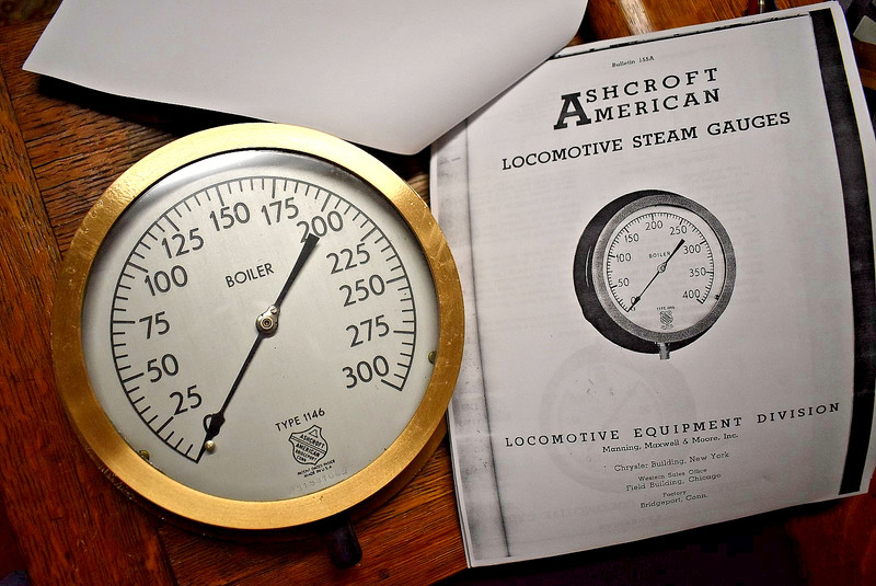 Ashcroft steam locomotive main steam gauge, end of steam era. Great condition.