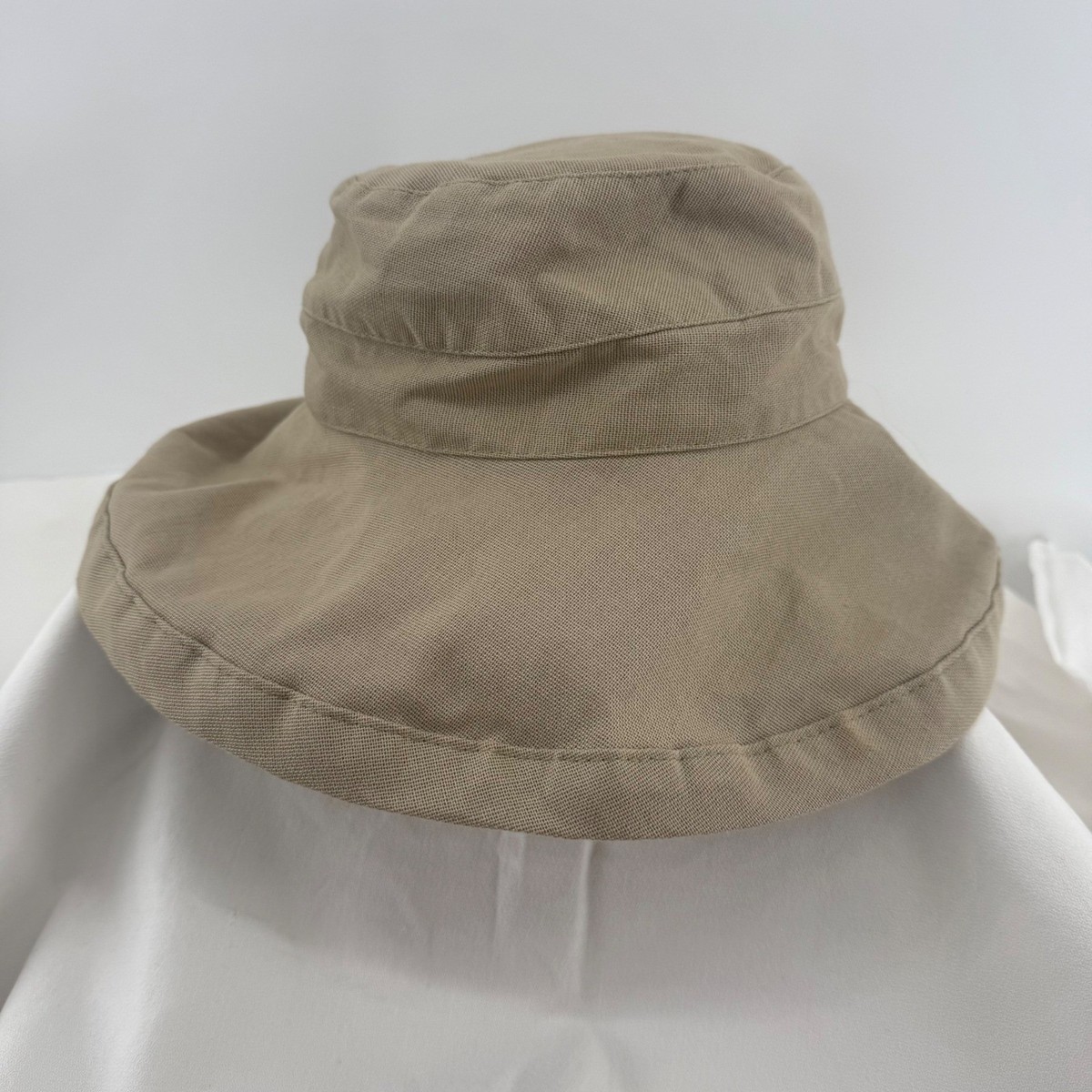 Scala Wide Brim Bucket Hat Cotton Blend Beige Beach Sun  display picture 2