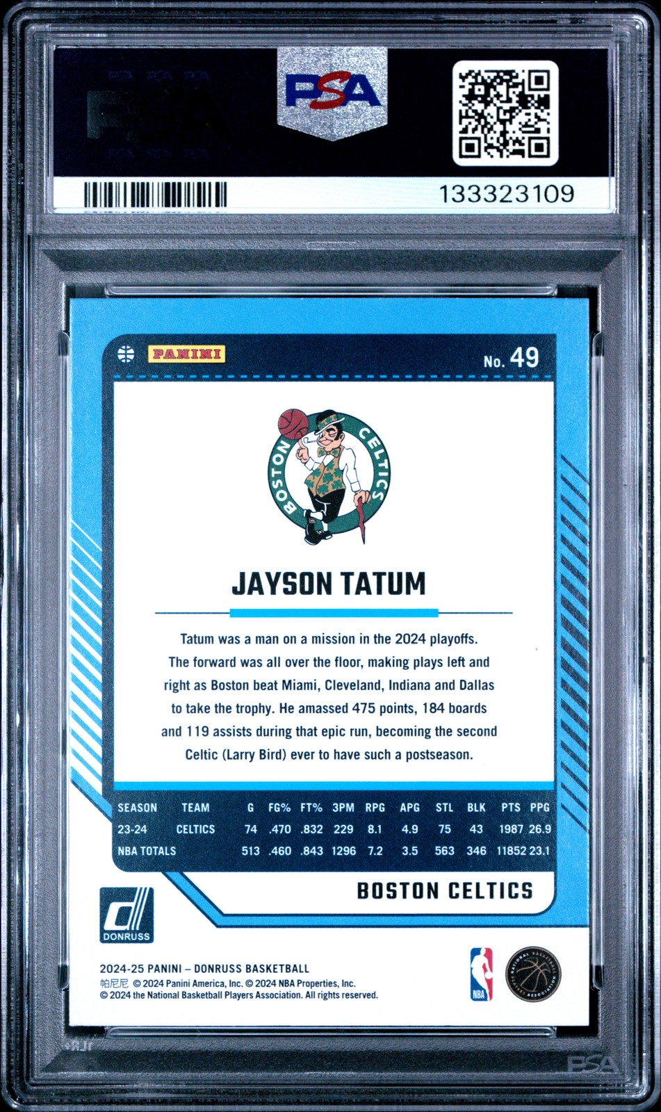 2024 PANINI DONRUSS RED WEDGES #49 JAYSON TATUM PSA 8 view 2