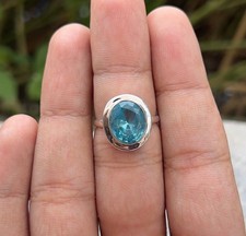 Solid 925Sterling Silber Natürlich Blauer Topas Ring Dainty Damen Jubiläum Gift
