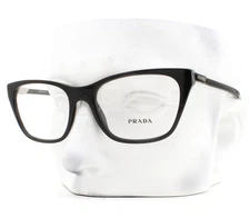 Prada Eyeglasses VPR05Y 1AB-1O1 Glasses Polished Black 53mm with Pouch