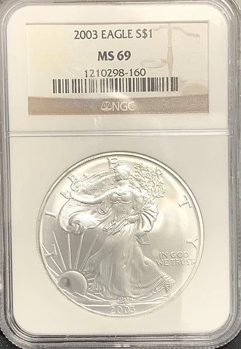 2003 1oz .999 Fine American Silver Eagle ASE - NGC MS69