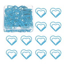 100pcs metal heart clasp, lake blue plastic